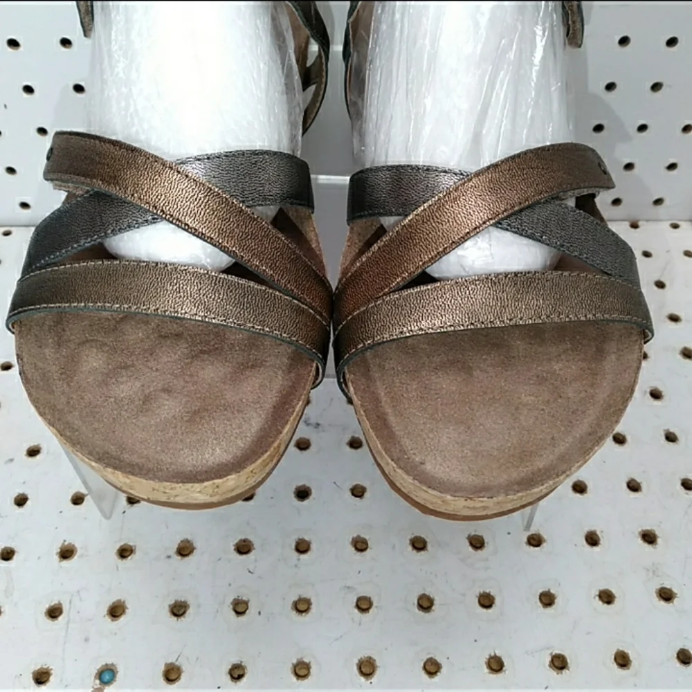 Ros Hommerson | Multi Leather Sandals | Women's Cork-wrapped Flat Wedge Strappy